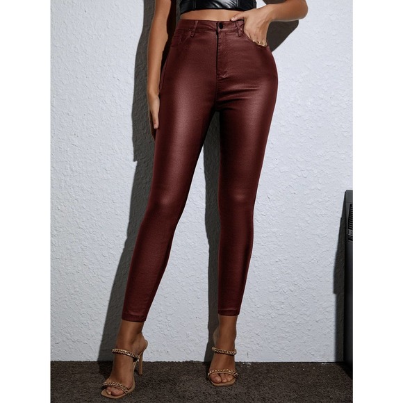 High Waist vegan Leather Skinny Pants black - Picture 4 of 11
